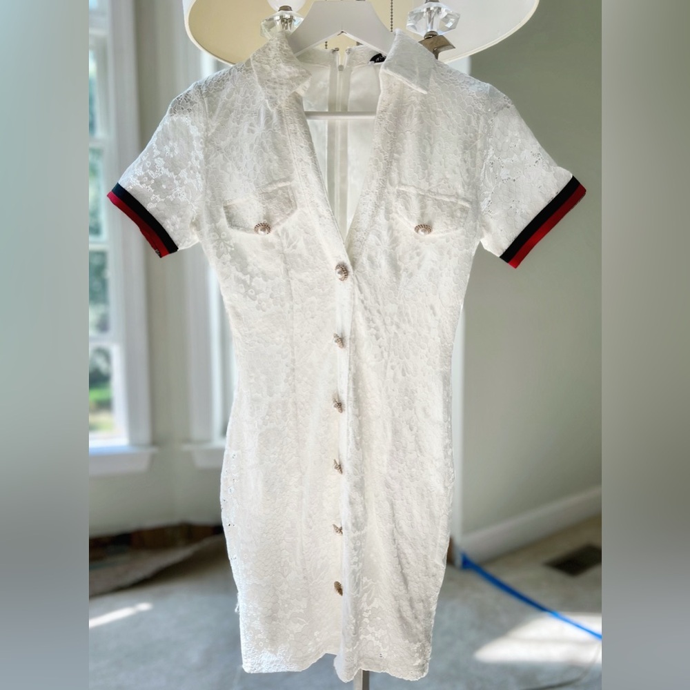 “Kristin Lace Mini Dress” | Fashion Nova / Ivory / Small
